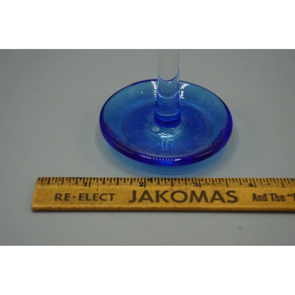 Blue Handblown Glass Ring Holder Tapered Jewelry Dish Cobalt Clear Decorative